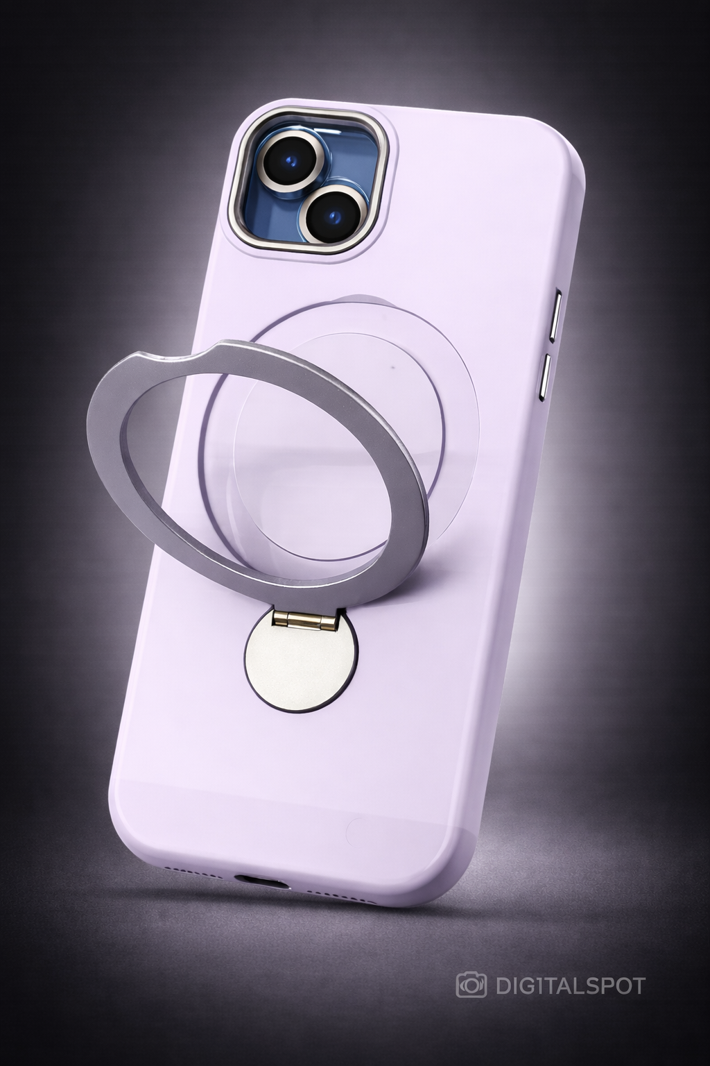 iPhone 15 MagSafe Kickstand Case with Lens Protector – Lavender Magnetic Ring Cover