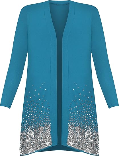 Glow Up! New Plus Size Long Sleeve Sequin Cardigan – Sparkle in Every Curve (Sizes 8-24)