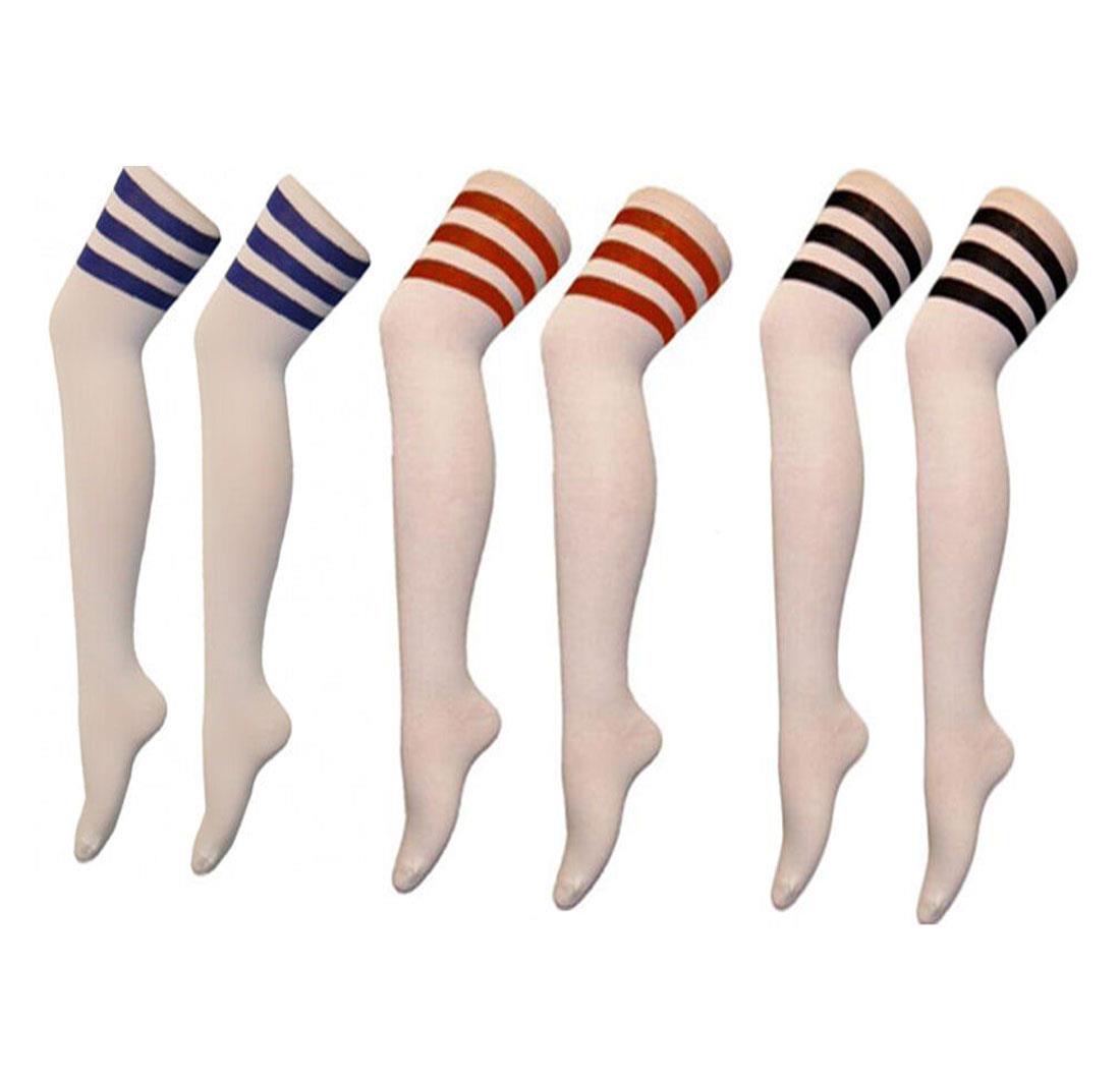 🔥 Women's Over-the-Knee Referee Socks – Striped Thigh-High OTK Socks! 🏈⚽🎀 Perfect for Sports, Cosplay & Everyday Style!